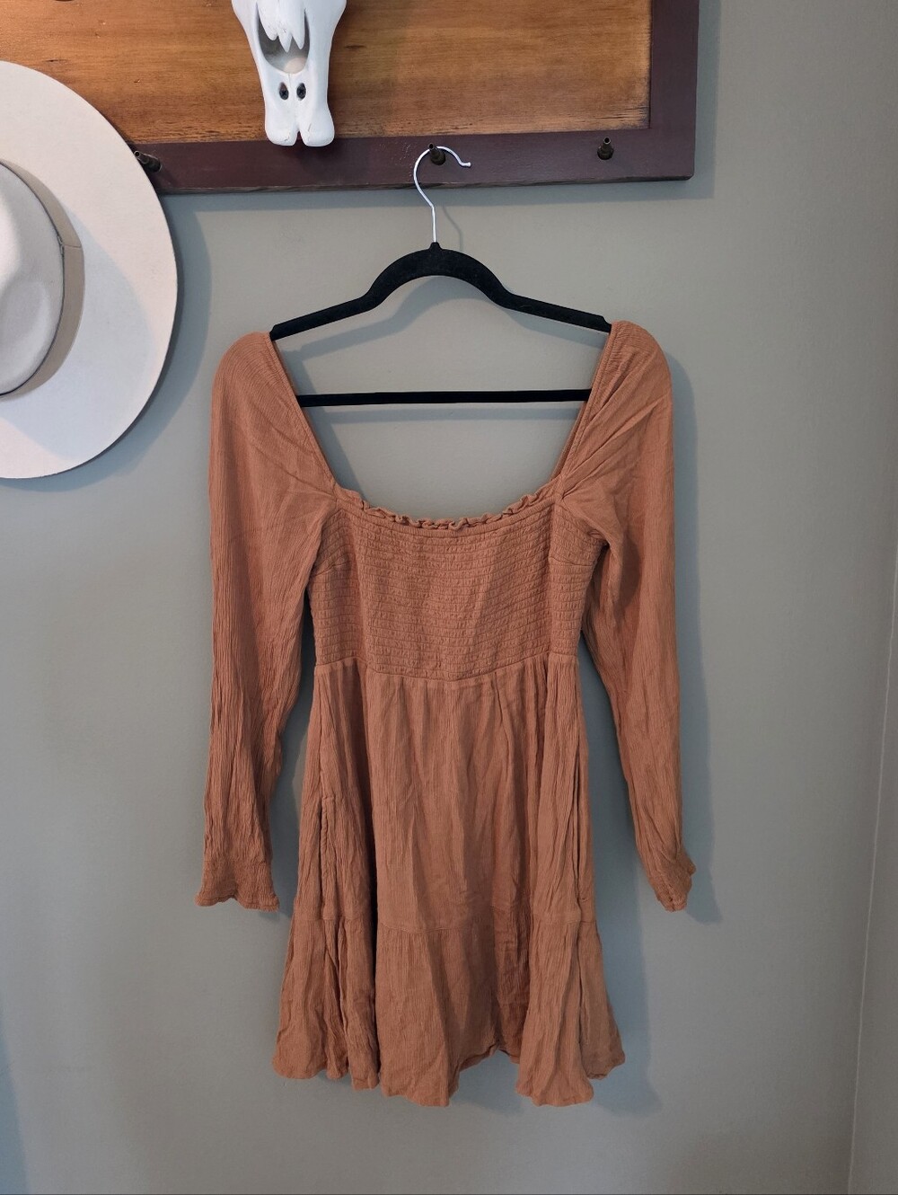 Abercrombie & Fitch Smocked Mini Dress Gauzy Autumn Fall Casual y2k Flirty